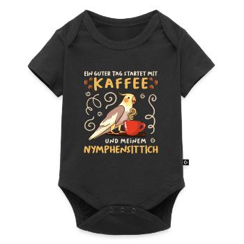 Piepmatz Ein guter Tag startet mit Kaffee Sittich - Baby Premium Kurzarmbody - Schwarz - Vorne