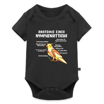 Anatomie eines Nymphensittichs Vogelfreund - Baby Premium Kurzarmbody - Schwarz - Vorne