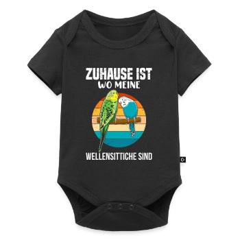 Zuhause ist wo meine Wellensittiche sind - Baby Premium Kurzarmbody - Schwarz - Vorne