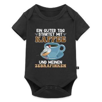 Ein guter Tag startet mit Kaffee und Zebra Finken - Baby Premium Kurzarmbody - Schwarz - Vorne