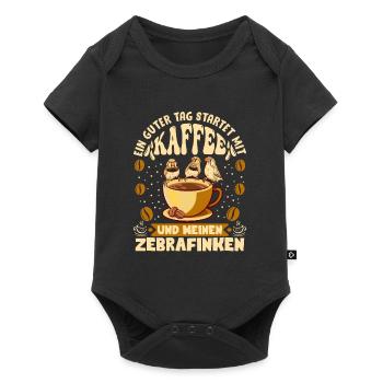Ein guter Tag startet mit Kaffee Fan Zebrafink - Baby Premium Kurzarmbody - Schwarz - Vorne