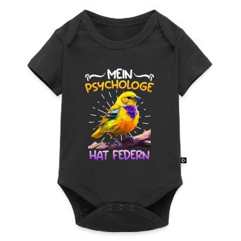 Kanarien Mein Psychologe hat Federn Piepmatz - Baby Premium Kurzarmbody - Schwarz - Vorne