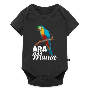 Ara Mama Papagei Fan Vogelliebhaber Macaw - Baby Premium Kurzarmbody - Schwarz - Vorne