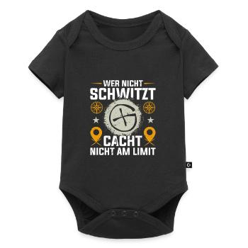 Geocache Wer nicht schwitzt Cacht nicht am Limit - Baby Premium Kurzarmbody - Schwarz - Vorne