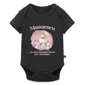 Mamacorn Einhorn Muttertag Mama Cooles Einhorn - Baby Premium Kurzarmbody - Schwarz - Vorne