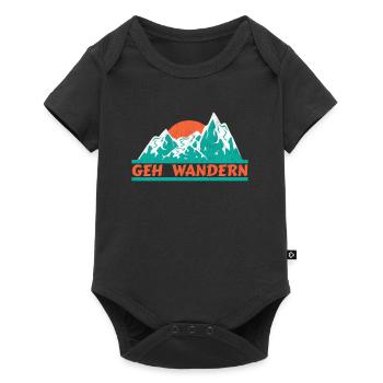 Geh Wandern Wanderer Berge - Baby Premium Kurzarmbody - Schwarz - Vorne