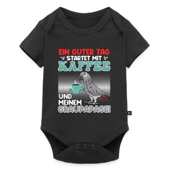 Ein guter Tag startet mit Kaffee und Graupapageien - Baby Premium Kurzarmbody - Schwarz - Vorne