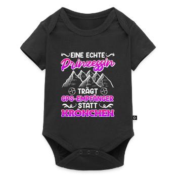 Geocache Eine echte Prinzessin trägt GPS Empfänger - Baby Premium Kurzarmbody - Schwarz - Vorne