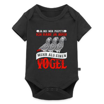 Grau Papagei Bei mir piept´s African Grey - Baby Premium Kurzarmbody - Schwarz - Vorne