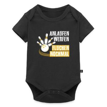 Bowling Shirt Anlaufen Werfen Fluchen Nochmal - Baby Premium Kurzarmbody - Schwarz - Vorne