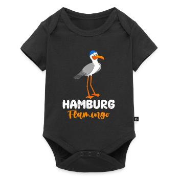 Hamburg Flamingo Norddeutschland Möwen Shirt - Baby Premium Kurzarmbody - Schwarz - Vorne