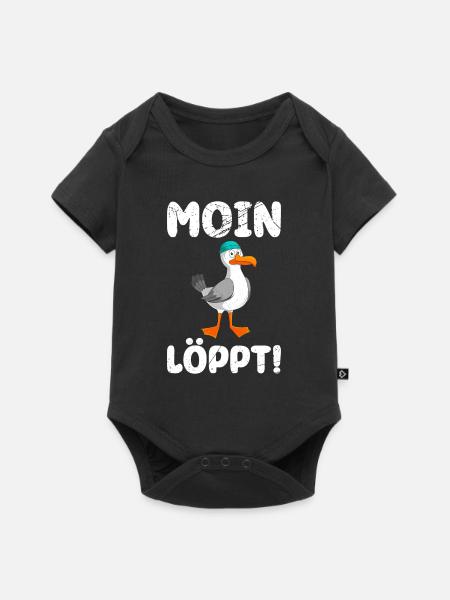 Moin Löppt! Möwen Vogelliebhaber Morgen Möwe - Baby Premium Kurzarmbody - Schwarz