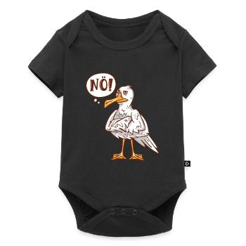 Möwen NÖ! Plattdeutscher Vogelliebhaber Shirt - Baby Premium Kurzarmbody - Schwarz - Vorne