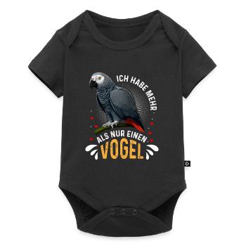 Grau Papagei Bei mir piept´s African Grey - Baby Premium Kurzarmbody - Schwarz - Vorne