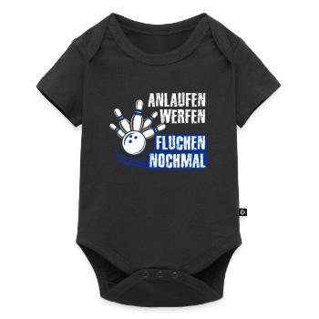 Bowling Shirt Anlaufen Werfen Fluchen Nochmal - Baby Premium Kurzarmbody - Schwarz - Vorne