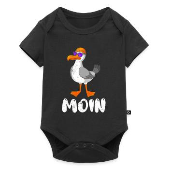 Moin Möwe Norddeutschland Plattdeutsch Möwen - Baby Premium Kurzarmbody - Schwarz - Vorne