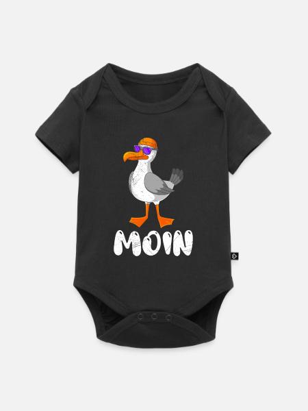 Moin Möwe Norddeutschland Plattdeutsch Möwen - Baby Premium Kurzarmbody - Schwarz
