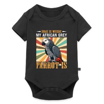 La maison est l’endroit où mon perroquet gris est gris africain - Body à manches courtes Premium Bébé - noir - Devant