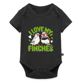 Zebra Finken I love my Finches Vogelfreund - Baby Premium short-sleeve bodysuit - black - Front