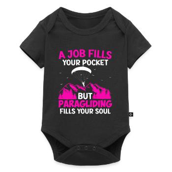 Gleitschirmflieger A Job fills your Pocket - Baby Premium Kurzarmbody - Schwarz - Vorne