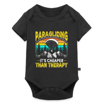 Paragliding Cheaper Than Therapy Gleitschirmflug - Baby Premium Kurzarmbody - Schwarz - Vorne