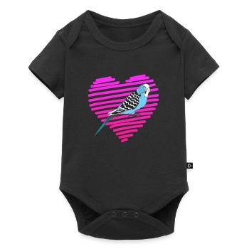 Piepmatz J’adore le porte-oiseau Budgie de Budgie - Body à manches courtes Premium Bébé - noir - Devant