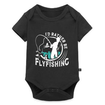 Fly Fishing I ́d rather be Flyfishing Fishing - Baby Premium short-sleeve bodysuit - black - Front