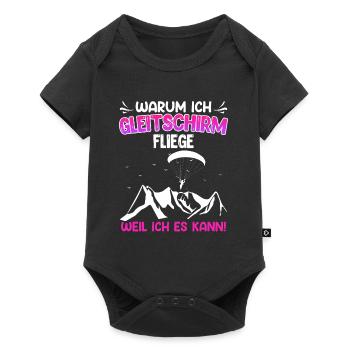 Paraglider Warum ich Gleitschirm fliege - Baby Premium Kurzarmbody - Schwarz - Vorne