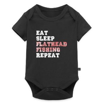 Waller Angler Manger Dormir Pêche à tête plate Répéter - Body à manches courtes Premium Bébé - noir - Devant