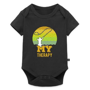 Fliegenfischen My Therapy Fischjagd Angler - Baby Premium Kurzarmbody - Schwarz - Vorne