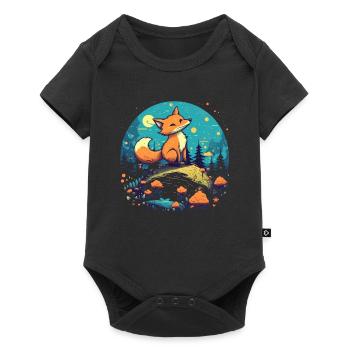 Fox Forest Moon Fable Mythical Fairy Tale - Baby Premium short-sleeve bodysuit - black - Front