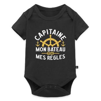 T-shirt pour capitaine mon bateau les regles - Body à manches courtes Premium Bébé - noir - Devant