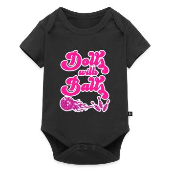 Dolls with Balls Bowling Damen Bowlingkugel - Baby Premium Kurzarmbody - Schwarz - Vorne