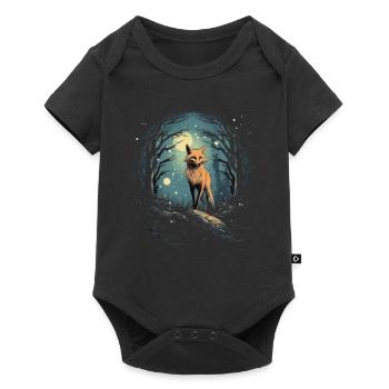 Fox Forest Moon Fable Mythical Fairy Tale - Baby Premium short-sleeve bodysuit - black - Front