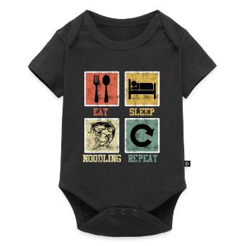 Waller Angeln Eat Sleep Noodling Repeat - Baby Premium Kurzarmbody - Schwarz - Vorne