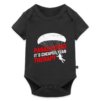 Paragliding is cheaper than sport flying therapy - Baby Premium short-sleeve bodysuit - black - Front