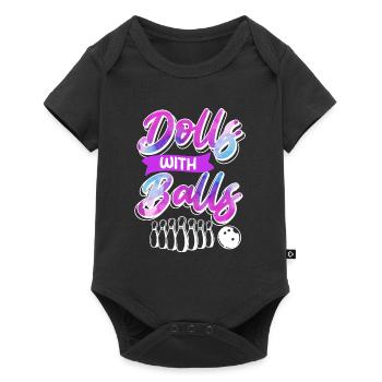 Bowlingspieler Frauen Dolls with Balls - Baby Premium Kurzarmbody - Schwarz - Vorne