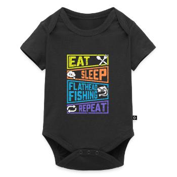 Nourriture Sommeil Pêche à tête plate Pêche répétée - Body à manches courtes Premium Bébé - noir - Devant