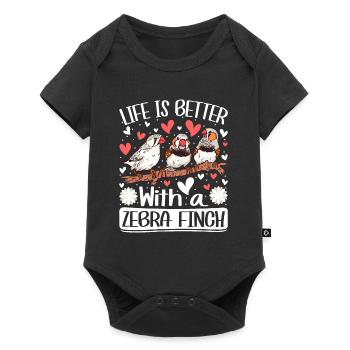 Life is better with a Zebra Finch Vogelfreund - Baby Premium short-sleeve bodysuit - black - Front