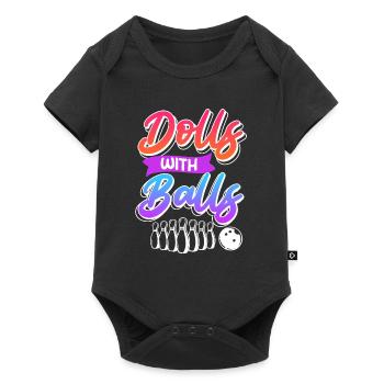 Bowlingspieler Frauen Dolls with Balls - Baby Premium Kurzarmbody - Schwarz - Vorne