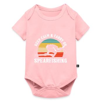 Keep calm and Carry on Spearfishing Fischjagd - Baby Premium Kurzarmbody - Rosa - Vorne
