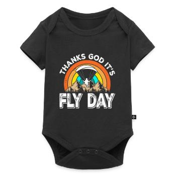 Paragliding Thanks God it's Fly Day Mountaineering - Baby Premium short-sleeve bodysuit - black - Front