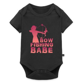Bowfishing Babe Bogenfischer Fischjagd Girls - Baby Premium Kurzarmbody - Schwarz - Vorne