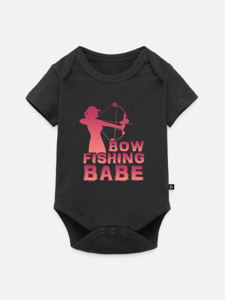 Bowfishing Babe Bogenfischer Fischjagd Girls - Baby Premium Kurzarmbody - Schwarz