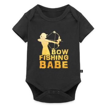 Bowfishing Babe Bogenfischer Fischjagd Girls - Baby Premium Kurzarmbody - Schwarz - Vorne