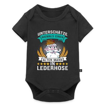 Unterschätze Niemals einen Alten Mann in Lederhose - Baby Premium Kurzarmbody - Schwarz - Vorne
