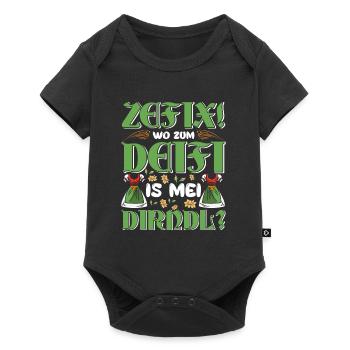 Trachten Shirt Frauen Wo zum Deifi is mein Dirndl - Baby Premium short-sleeve bodysuit - black - Front