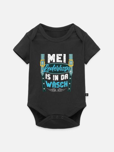 Mei Lederhosn is in da Wäsch Shirt - Baby Premium Kurzarmbody - Schwarz