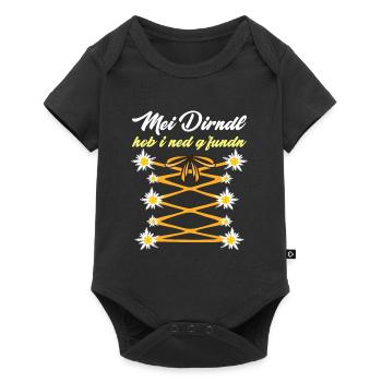 Mein Dirndl hob I ned Gfundn Bayerisches Shirt - Baby Premium Kurzarmbody - Schwarz - Vorne