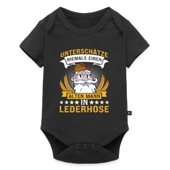 Unterschätze Niemals einen Alten Mann in Lederhose - Baby Premium Kurzarmbody - Schwarz - Vorne